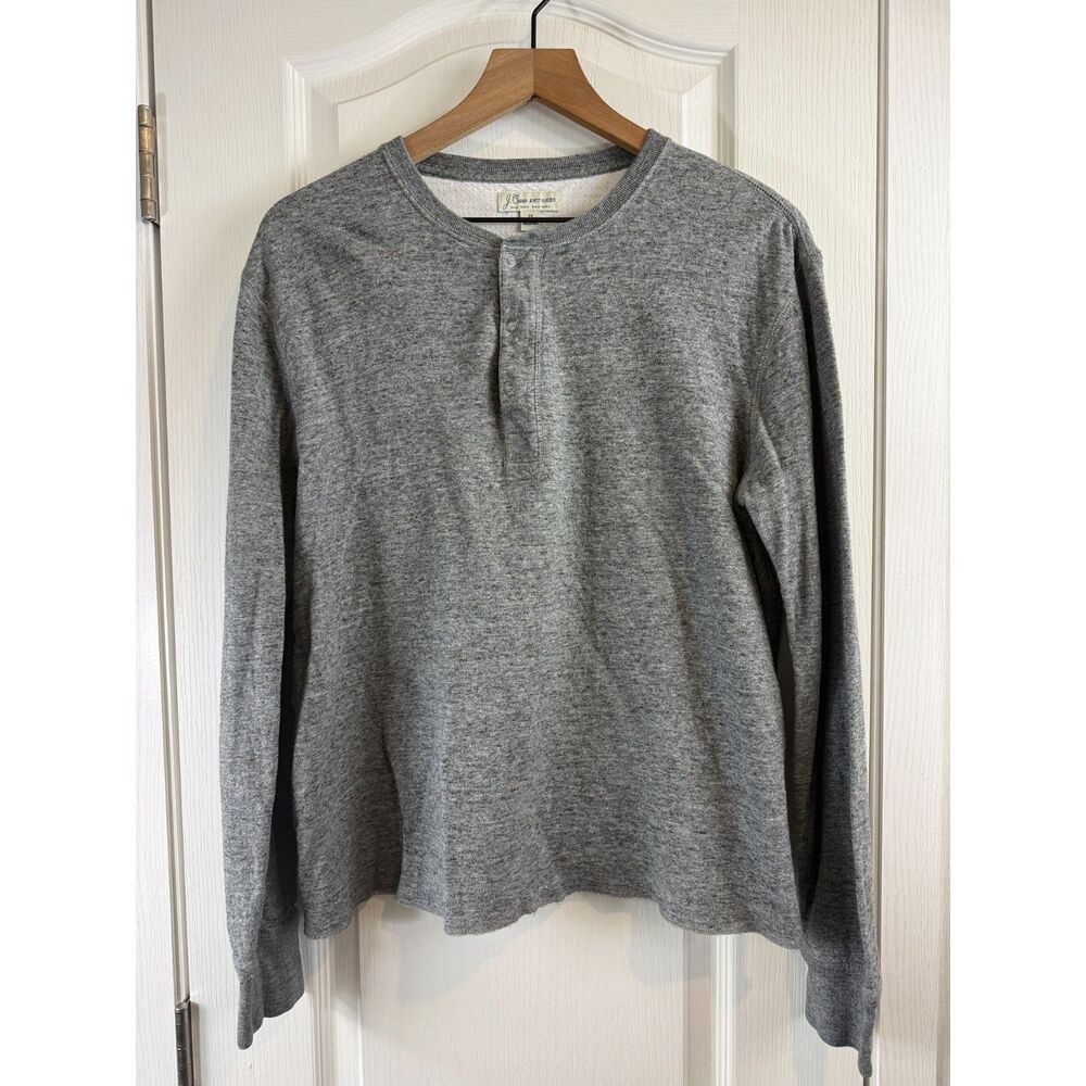 J.Crew Knit Goods Henley Shirt Mens M Gray Heather Long Sleeve Cotton F8128